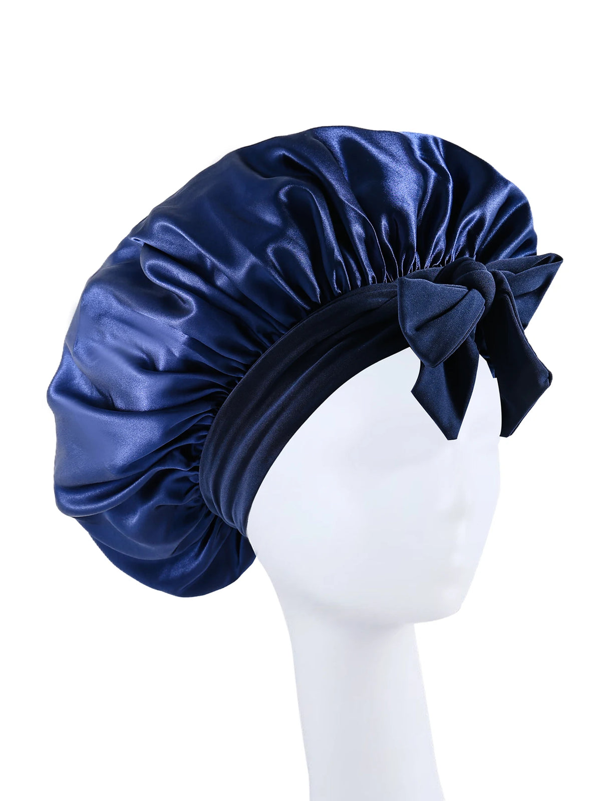 Bonnet de nuit en satin pour cheveux bouclés à nouer