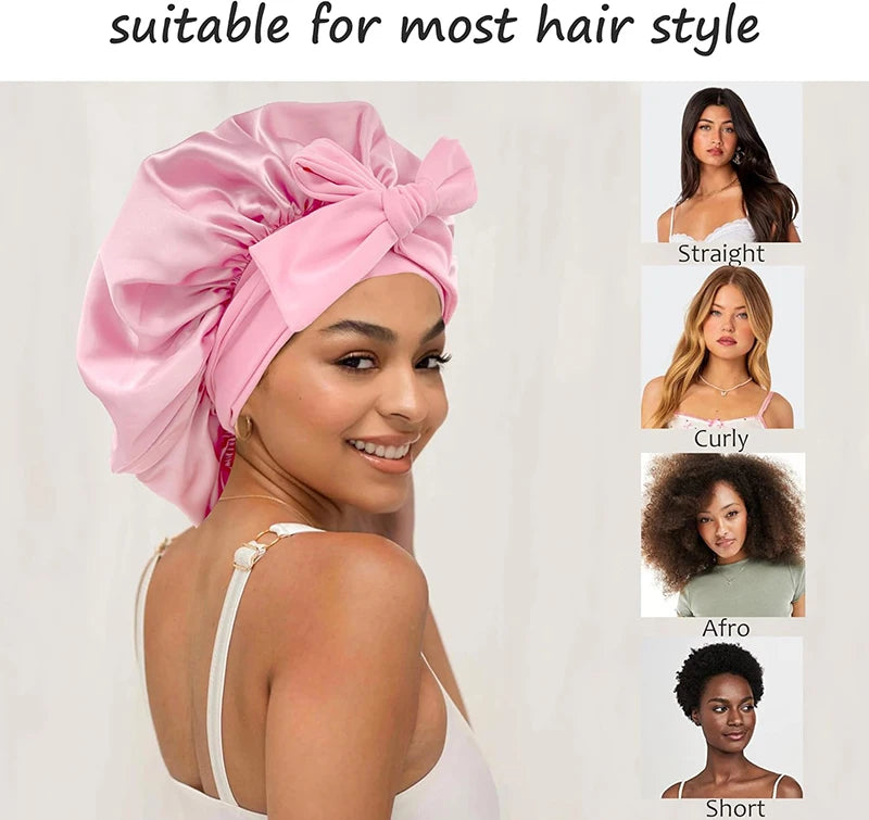 Bonnet de nuit en satin réglable à nouer