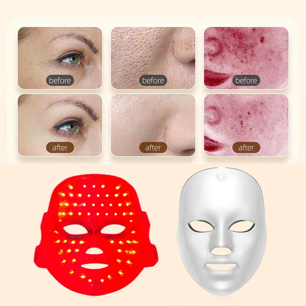 Masque LED visage 7 couleurs sans fil rechargeable