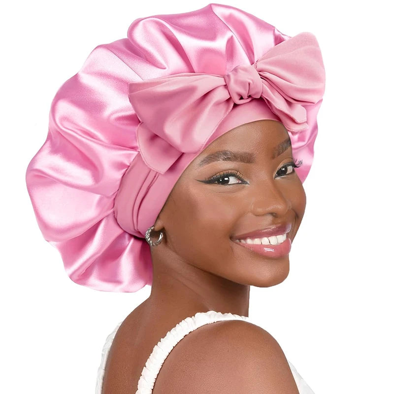 Bonnet de nuit en satin réglable à nouer