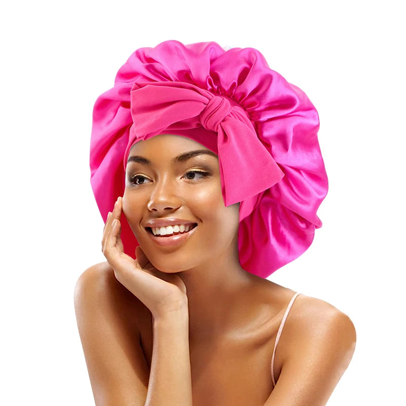 Bonnet de nuit en satin réglable à nouer