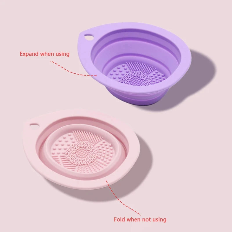 Bol nettoyant pinceaux de maquillage pliable en silicone