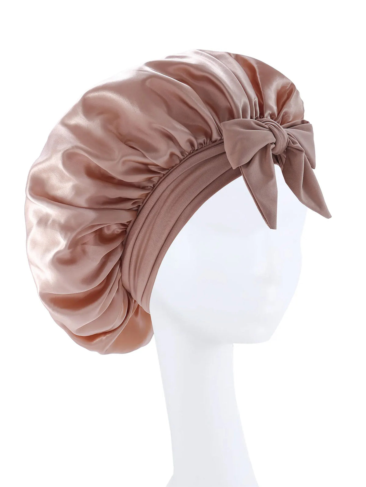Bonnet de nuit en satin pour cheveux bouclés à nouer