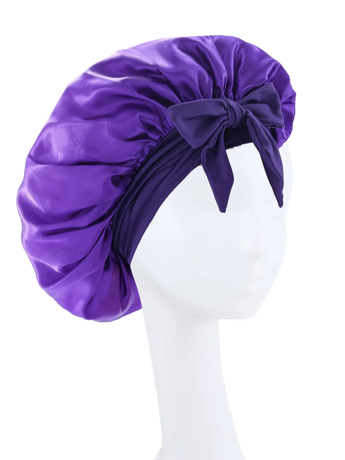 Bonnet de nuit en satin pour cheveux bouclés à nouer