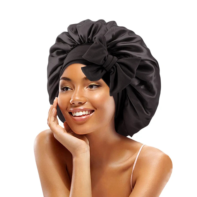 Bonnet de nuit en satin réglable à nouer