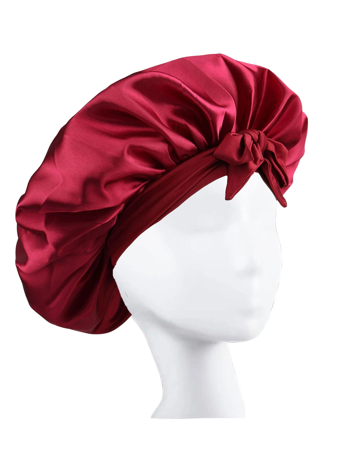 Bonnet de nuit en satin pour cheveux bouclés à nouer