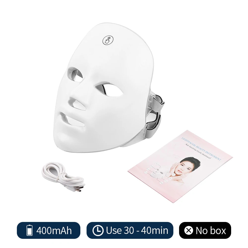 Masque LED visage 7 couleurs sans fil rechargeable