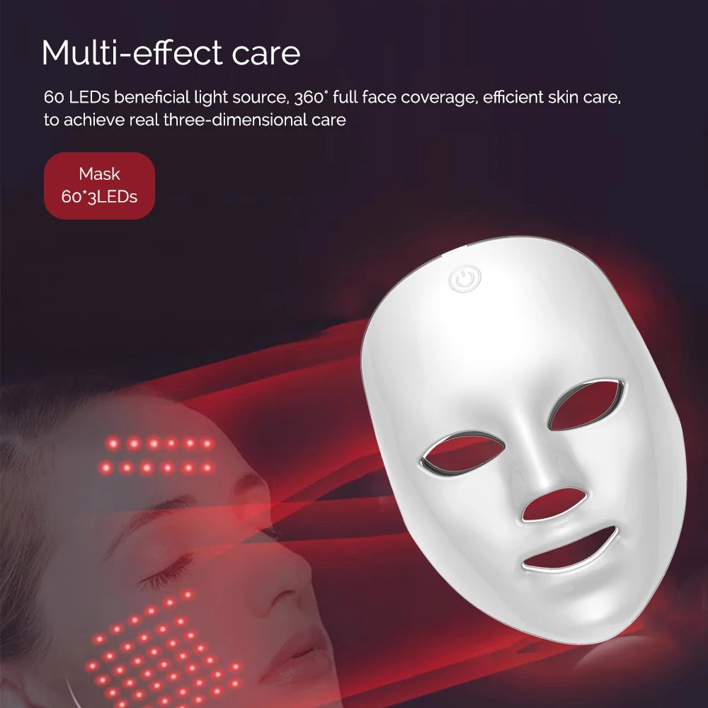 Masque LED visage 7 couleurs sans fil rechargeable
