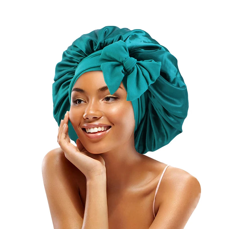 Bonnet de nuit en satin réglable à nouer