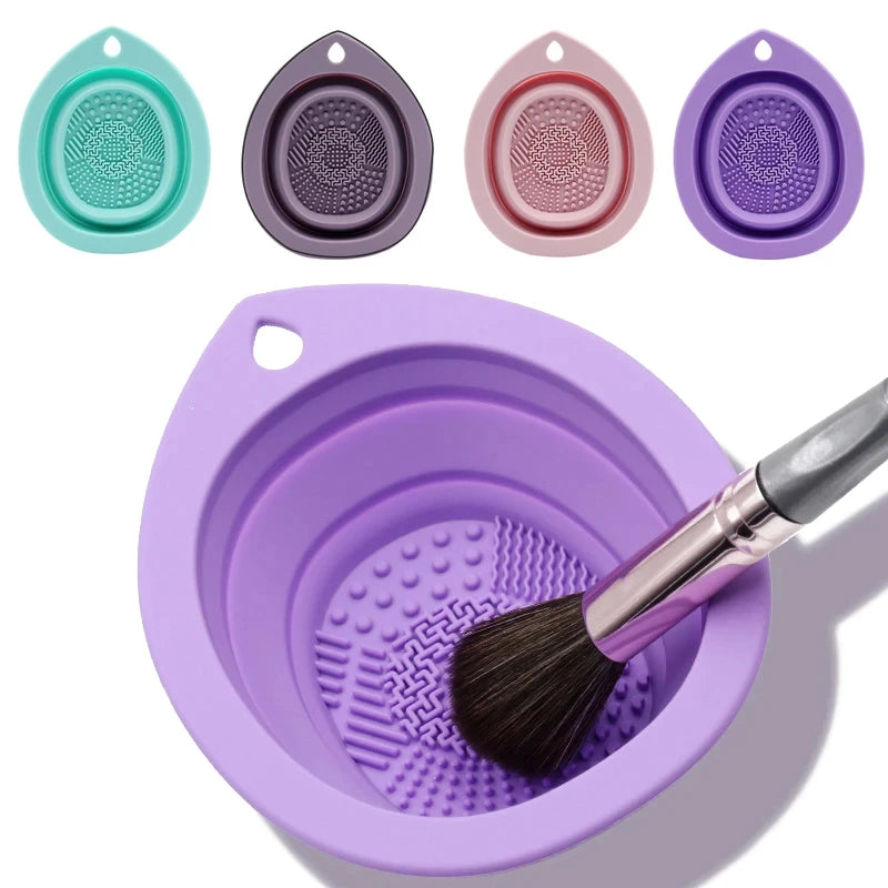 Bol nettoyant pinceaux de maquillage pliable en silicone
