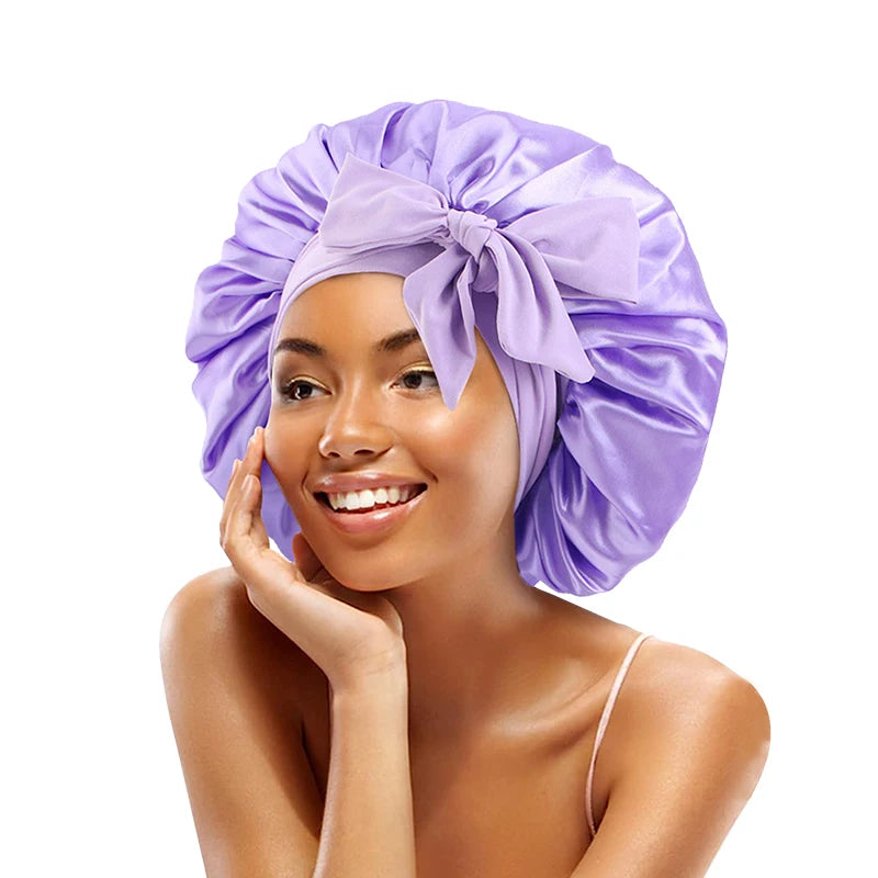 Bonnet de nuit en satin réglable à nouer