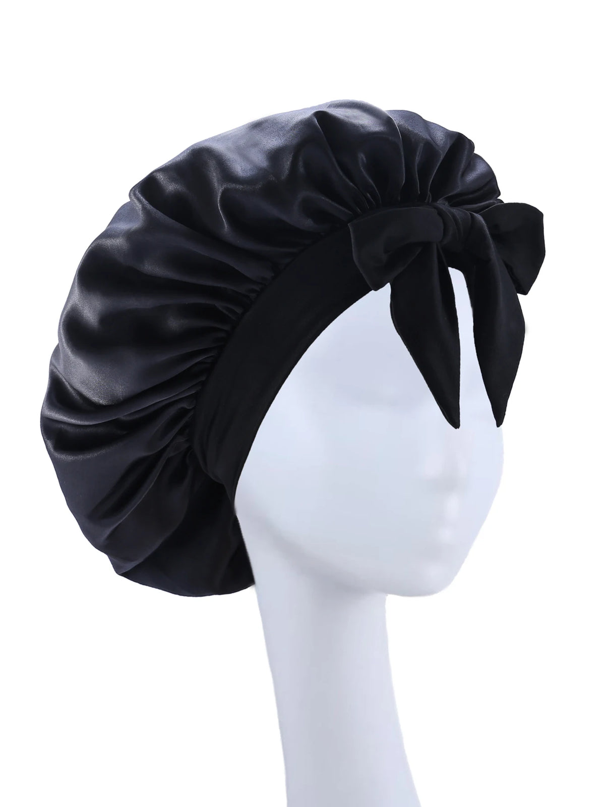 Bonnet de nuit en satin pour cheveux bouclés à nouer