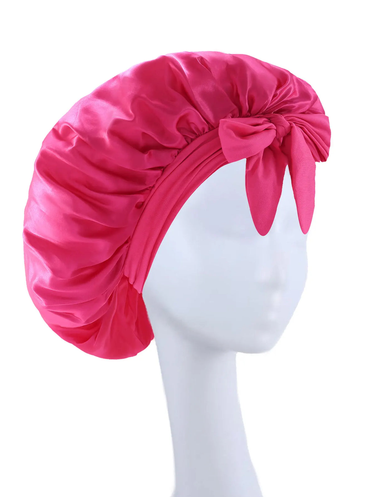 Bonnet de nuit en satin pour cheveux bouclés à nouer