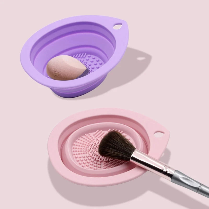 Bol nettoyant pinceaux de maquillage pliable en silicone