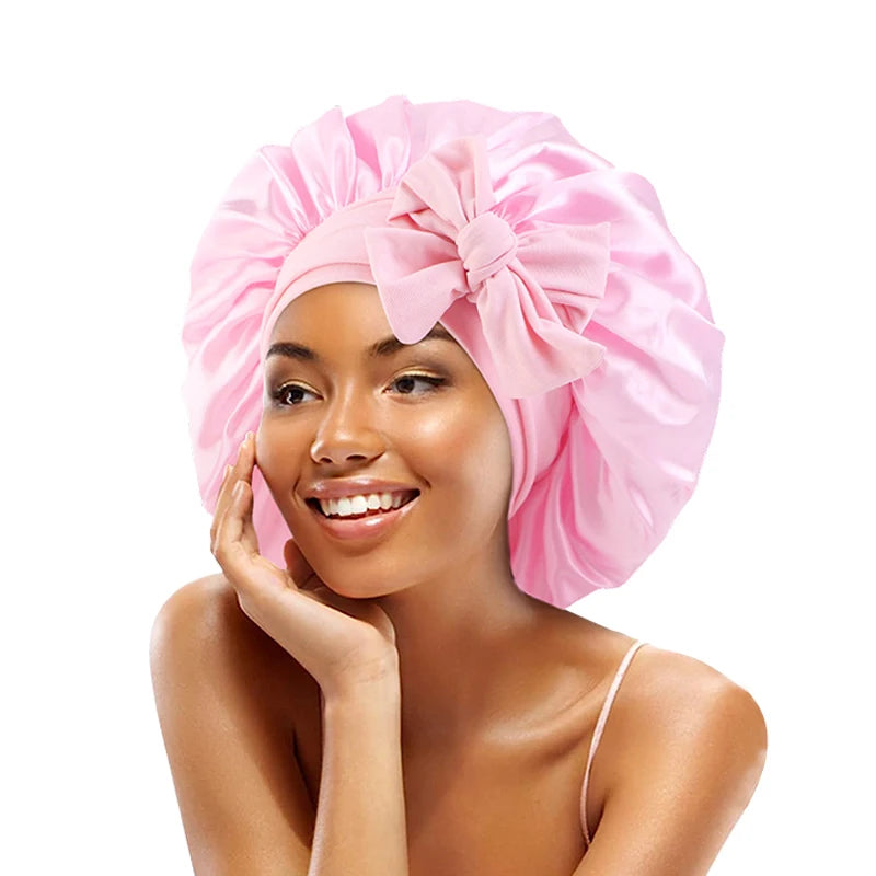 Bonnet de nuit en satin réglable à nouer