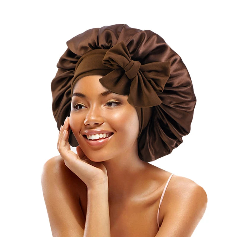 Bonnet de nuit en satin réglable à nouer