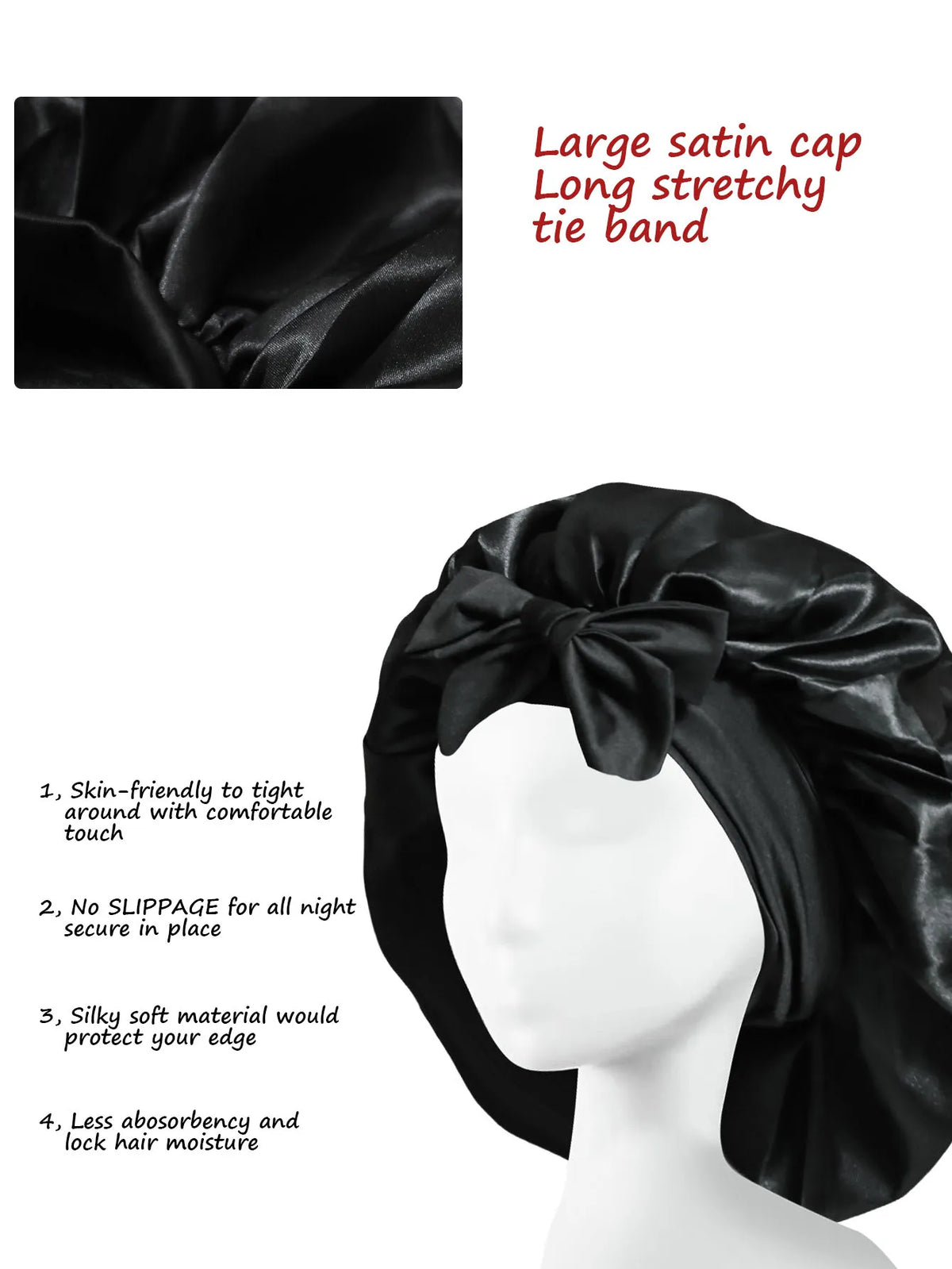 Bonnet de nuit en satin pour cheveux bouclés à nouer