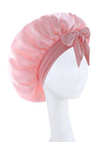Bonnet de nuit en satin pour cheveux bouclés à nouer