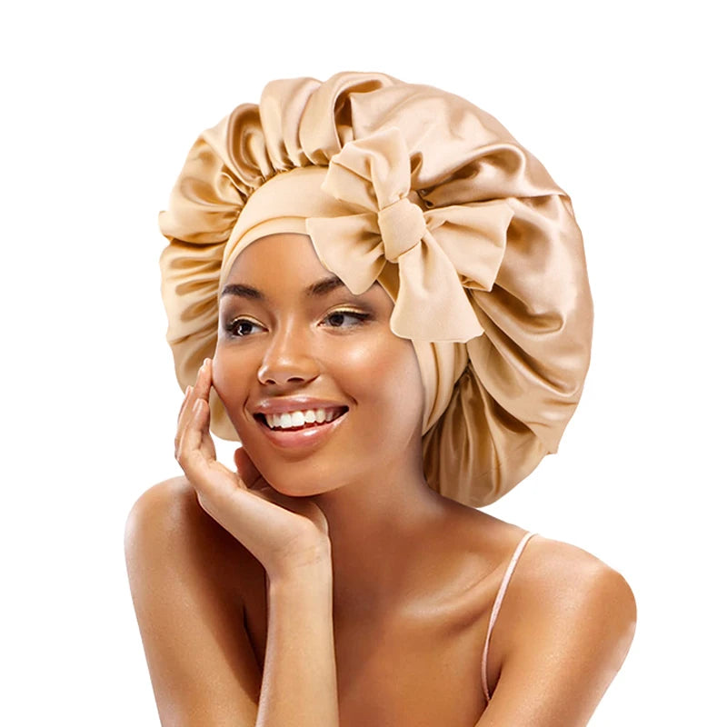 Bonnet de nuit en satin réglable à nouer